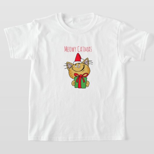 Meowy Christmas Cat Girls' Ruffle T - Shirt (Ablage )