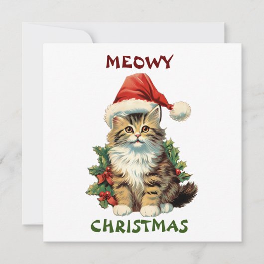 Meowy Christmas, Cat Grußkarte, Frohe Weihnachten (Vorderseite)