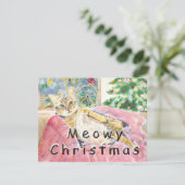 Meowy Christmas cat in London Karte (Stehend Vorderseite)