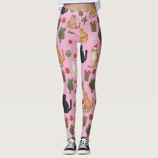 Meowy Christmas Cat Leggings - Gift For Cat Mom (Vorderseite)