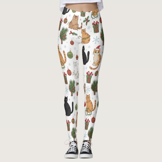 Meowy Christmas Cat Leggings - Gift For Cat Mom (Vorderseite)