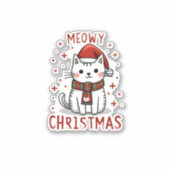 Meowy Christmas Cat Lover Funny Festivals Feiertag Aufkleber (Vorderseite)