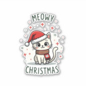 Meowy Christmas Cat Lover Funny Festivals Feiertag Aufkleber (Vorderseite)