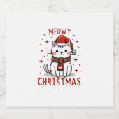 Meowy Christmas Cat Lover Funny Festivals Feiertag Schaumweinetikett (Einzelnes Label)