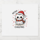 Meowy Christmas Cat Lover Funny Festivals Feiertag Schaumweinetikett (Einzelnes Label)