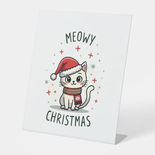 Meowy Christmas Cat Lover Funny Festive Holidays C Sockelschild (Vorderseite)
