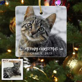 MEOWY CHRISTMAS Cat Name Foto Keramikornament