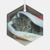 Meowy Christmas Cat Ornament Aus Glas (Vorderseite)