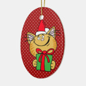 Meowy Christmas Cat Oval Ornament (Links)