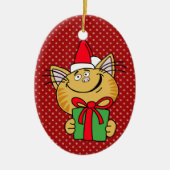 Meowy Christmas Cat Oval Ornament (Vorne)