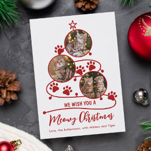 Meowy Christmas Cat Pet 3 Foto Red Feiertagskarte