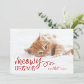 Meowy Christmas Cat Pet Foto Feiertagskarte (Stehend Vorderseite)