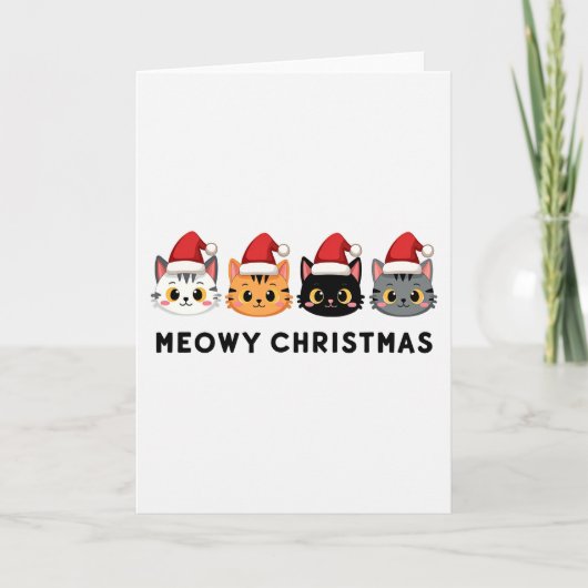 Meowy Christmas Cat Pun Funny Holiday Card Karte (Vorderseite)