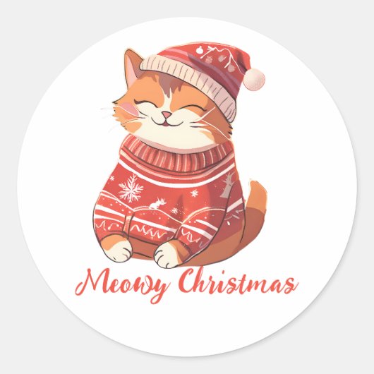 Meowy Christmas Cat Sticker - Festtagskatze (Vorderseite)
