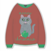 Meowy Christmas Cat Sweater Sticker (Vorderseite)
