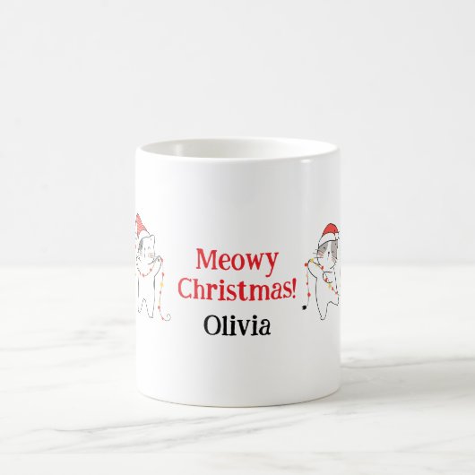 Meowy Christmas Cat Tasse - Individuelle Name Weih (Mittel)
