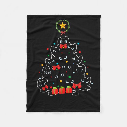 Meowy Christmas Cat Tree Kitty For Cat Lover Fleecedecke (Vorderseite)