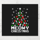 Meowy Christmas Cat Tree Ugly Schaumweinetikett (Einzelnes Label)