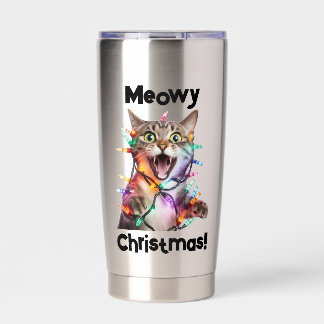 Meowy Christmas Cat Tumbler Geschenk Thermobecher