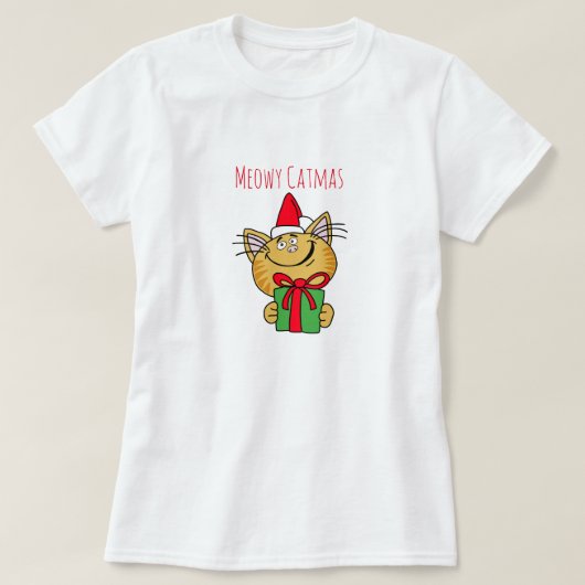 Meowy Christmas Cat Women's Basic T - Shirt (Design vorne)