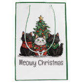 Meowy Christmas Cats Holiday Tree Mittlere Geschenktüte (Vorderseite)