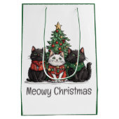 Meowy Christmas Cats Holiday Tree Mittlere Geschenktüte (Rückseite)