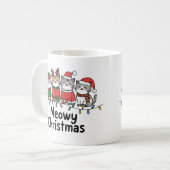 Meowy Christmas Cats with Lights Funny Holiday Kaffeetasse (Vorderseite Links)