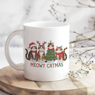Meowy Christmas Cats with Lights Funny Holiday Kaffeetasse