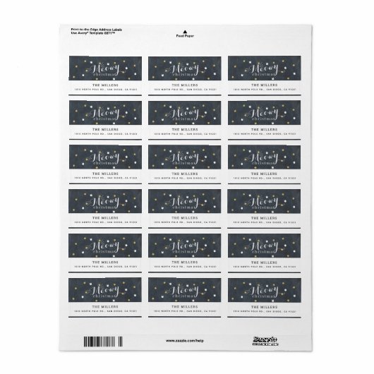 Meowy Christmas Chalkboard Cat Holiday Adresse Adressaufkleber (Vorne)