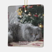 Meowy Christmas Custom Cat Foto & Paw Keramikornament (Links)