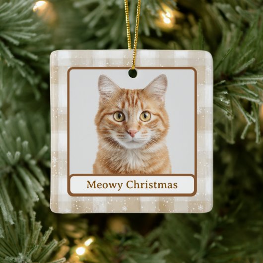 Meowy Christmas Custom Cat Photo Ornament (Baum)