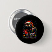 Meowy Christmas Cute Black Cat Christmas Xmas Wome Button (Vorne & Hinten)