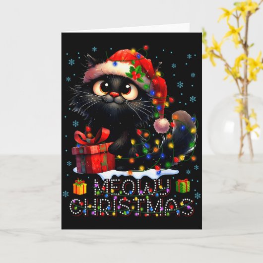 Meowy Christmas Cute Black Cat Christmas Xmas Wome Karte (Gelbe Blume)