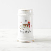 Meowy Christmas Cute Cat with Fairy Lights Greetin Bierglas (Mittel)