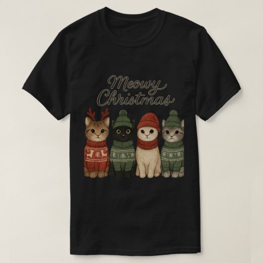 Meowy Christmas Cute Cats T-Shirt | Cozy Holiday (Design vorne)