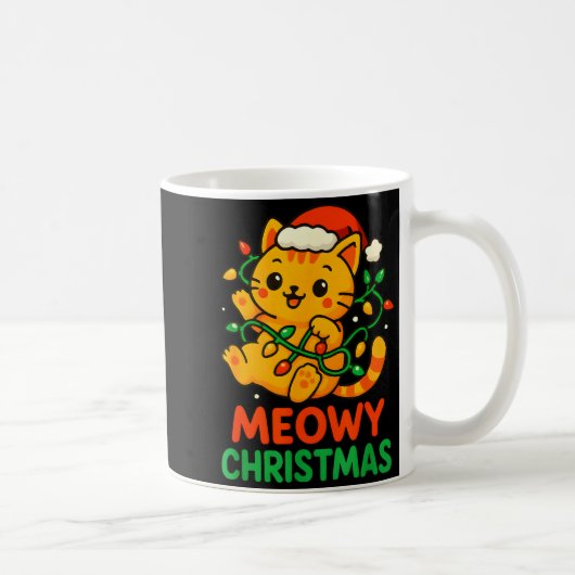 Meowy Christmas Cute Orange Tabby Cat Kaffeetasse (Rechts)