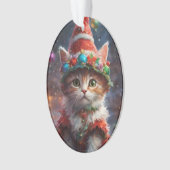 Meowy Christmas Elf Kitten Ornament (Vorderseite)