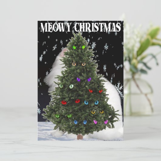 Meowy Christmas Feiertagskarte (Stehend Vorderseite)