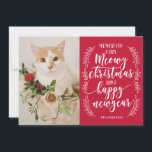 Meowy Christmas Feiertagskarte<br><div class="desc">Wünschen Sie Ihren Freunden und Ihrer Familie ein gemütliches Weihnachtsfest mit einer personalisierten Urlaubskarte mit dem Namen und dem Foto Ihrer Katze!</div>