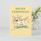 Meowy Christmas! Feiertagskarte (Stehend Vorderseite)