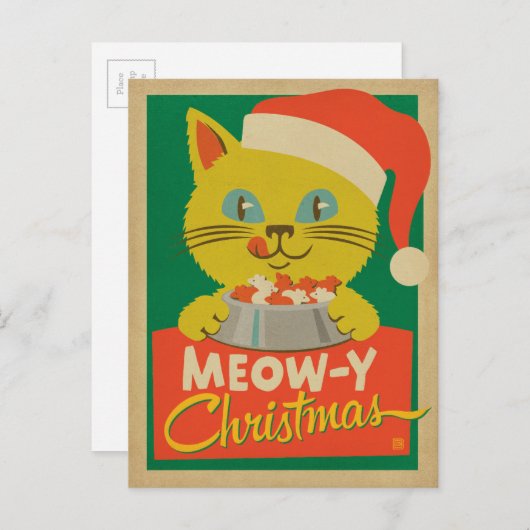 Meowy Christmas Feiertagspostkarte (Vorne/Hinten)
