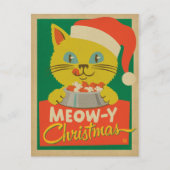 Meowy Christmas Feiertagspostkarte (Vorderseite)