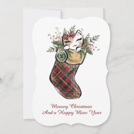 Meowy Christmas Flat Holiday Card Feiertagskarte