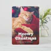 Meowy Christmas | Foto deiner Katze lustig Feiertagskarte (Stehend Vorderseite)