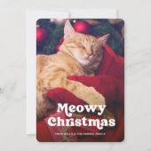 Meowy Christmas | Foto deiner Katze lustig Feiertagskarte (Vorderseite)
