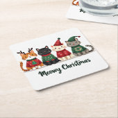 Meowy Christmas Four Cats Rechteckiger Pappuntersetzer (angewinkelt)