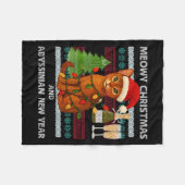 Meowy Christmas Funny Abyssinian Cat Santa Hat Ugl Fleecedecke (Vorderseite (Horizontal))