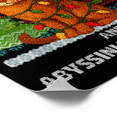 Meowy Christmas Funny Abyssinian Cat Santa Hat Ugl Poster (Ecke)