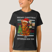 Meowy Christmas Funny Abyssinian Cat Santa Hat Ugl T-Shirt (Vorderseite)