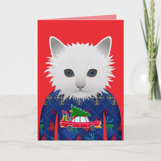 MEOWY CHRISTMAS FUNNY CAT GREETING CARD KARTE (Vorderseite)